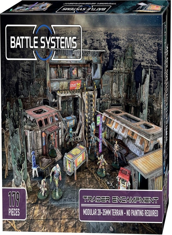 Battle Systems - Modular Tabletop 3D Gaming Sci-Fi Terrain - Perfect for 28mm-35mm Miniatures and Figures - No Painting Required - Science Fiction Aliens 40K Wargame (Trader Encampment) - Image 1